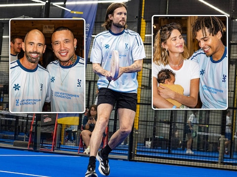 Ex-Rode Duivels verbroederen, Tia Hellebaut veegt vloer aan met Eva De Roo en baby Zaza supportert: BV’s nemen het tegen elkaar op in benefietpadel