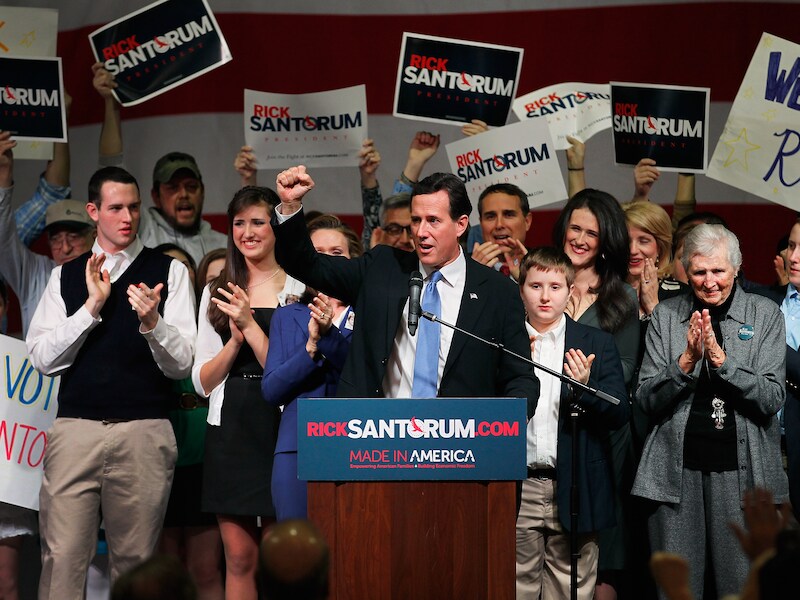 De Republikeinse presidentskandidaat Rick Santorum.