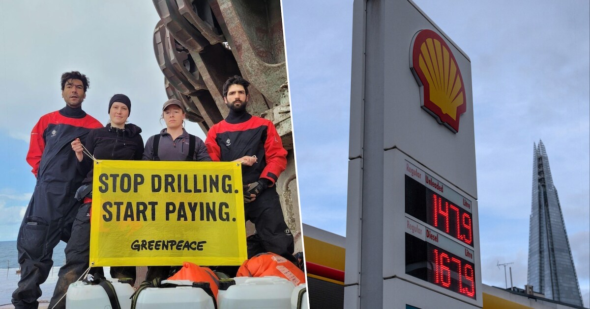 Demonstranten klimmen aan boord van Shell-olieplatform in Atlantische ...