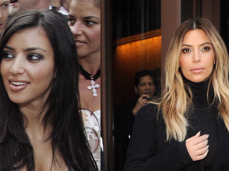 Kim Kardashian in 2006 en gisteren in New York.