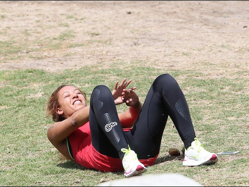 Mel B in volle actie.