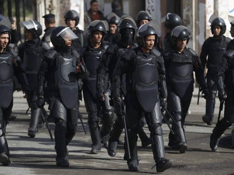 De oproerpolitie in Egypte