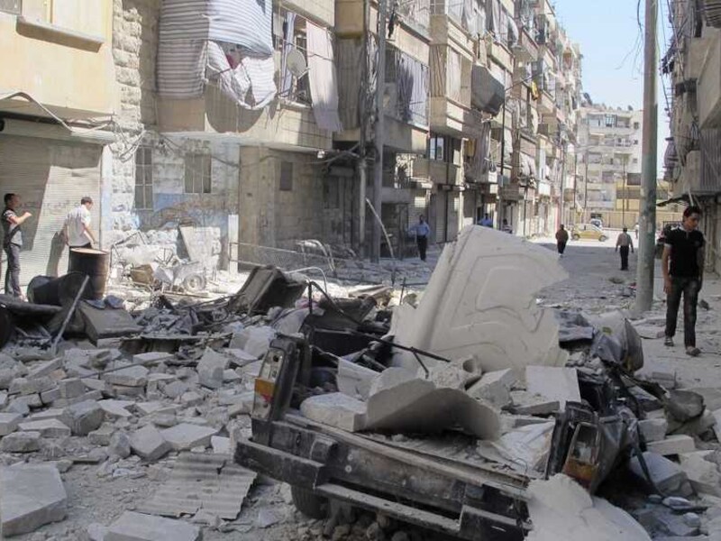 Ravage in de Syrische stad Aleppo.