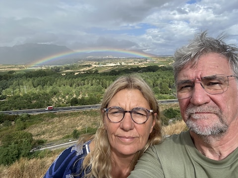 Hilde Vanroose en Wilfried Vandaele op vakantie in Haro in La Rioja in Spanje. 