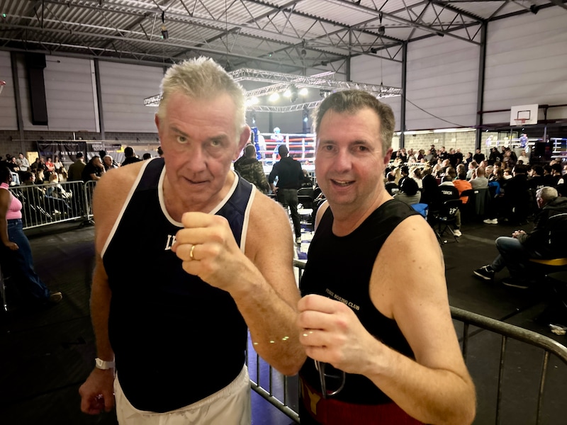 Schepen Chris Vervliet en burgemeester Guy Dumst na hun kamp. 