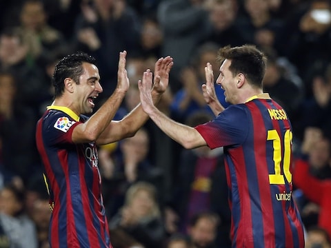 Xavi en Messi zorgden voor de schaarse hoogtepunten in Camp Nou.