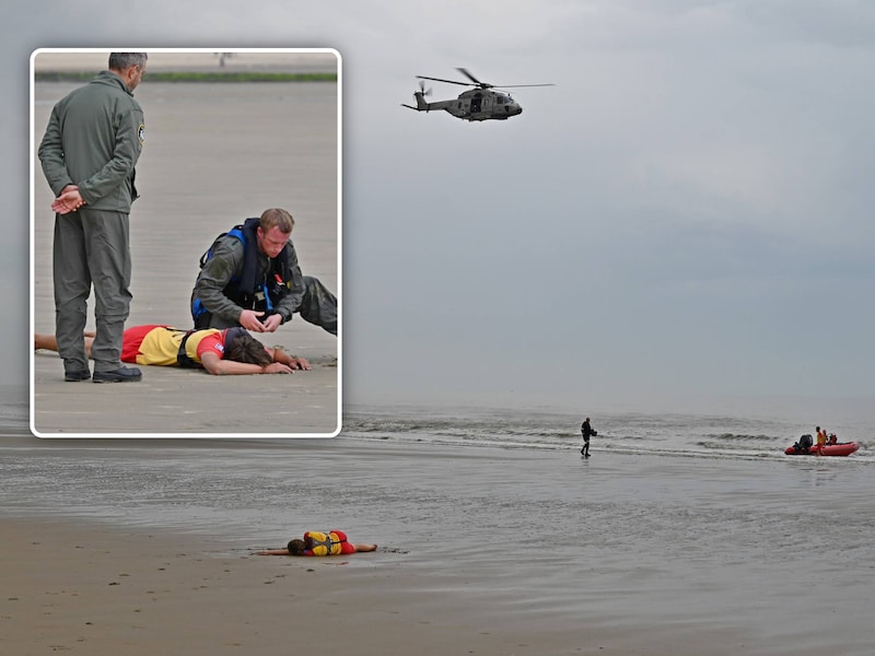 KIJK. Oefening met NH90-helikopter en Middelkerkse strandredders zorgt voor spektakel: “Unieke ervaring om dit mee te maken”