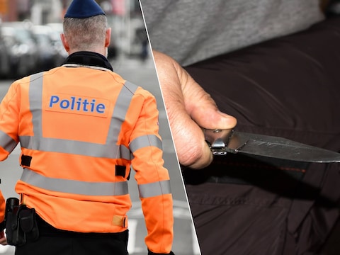Illustratiebeelden van de politie en een mes.