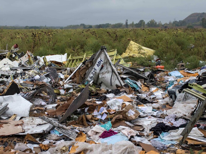 De brokstukken van de MH17-vlucht.