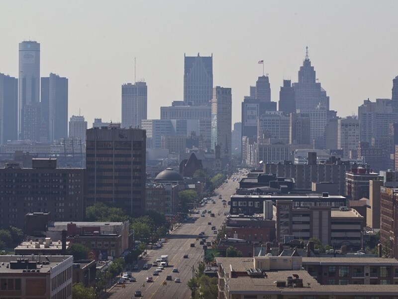 De skyline van Detroit.