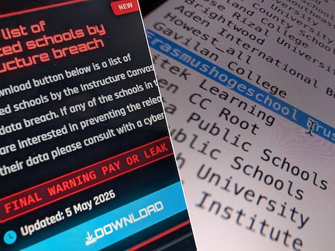 ShinyHunters perst de scholen af. / De lijst met scholen die ShinyHunters publiceerde op hun website.
