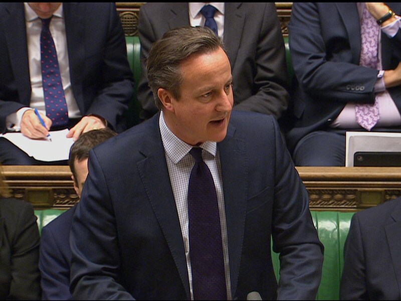 David Cameron in het parlement.