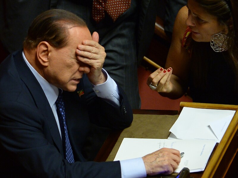 Silvio Berlusconi twee dagen geleden in de Senaat.