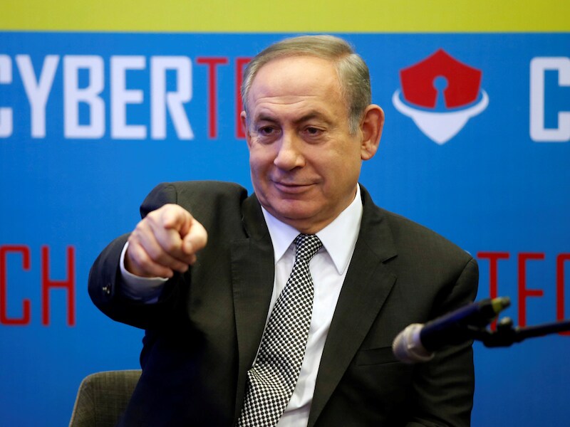 De Israelische premier Netanyahu op een techconferentie.