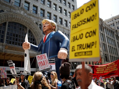 Protest tegen Trump in Los Angeles op 1 mei.