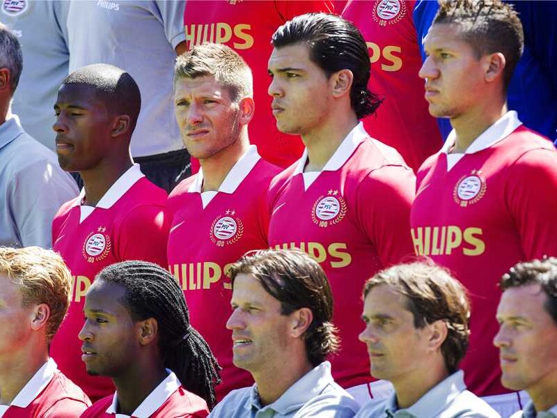 De nieuwe aanwinsten van PSV: Stijn Schaars, Karim Rekik en Jeffrey Bruma.