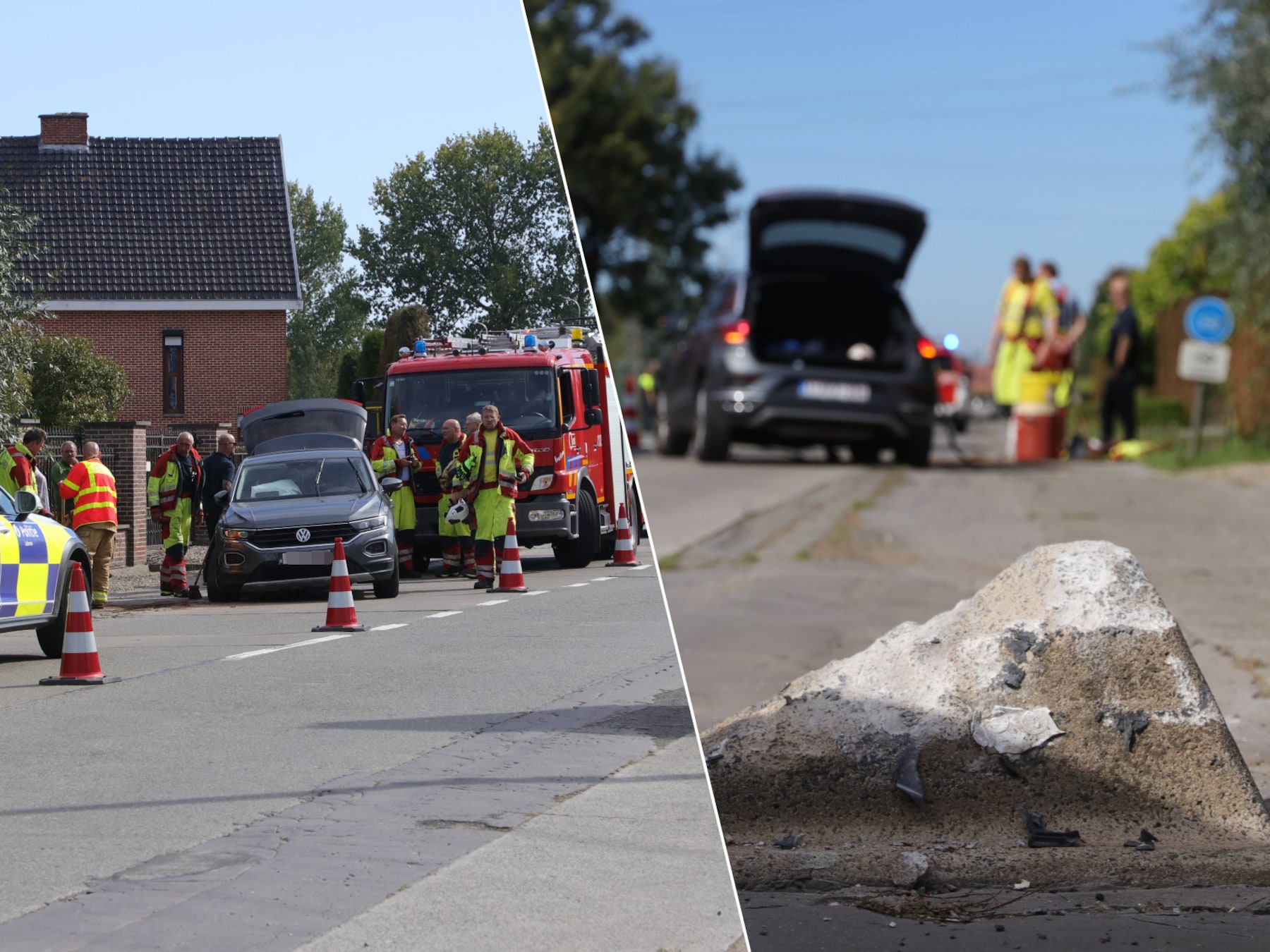 Bestuurster zwaargewond nadat ze op twee betonnen schrikblokken knalt   