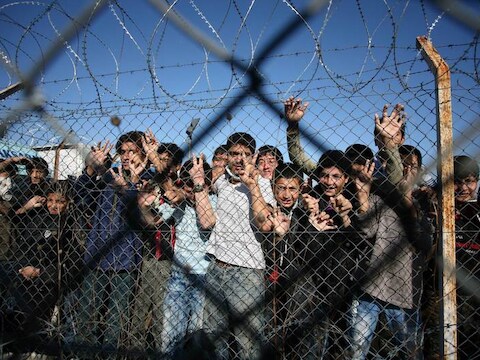Immigranten aan de Turks-Griekse grens.