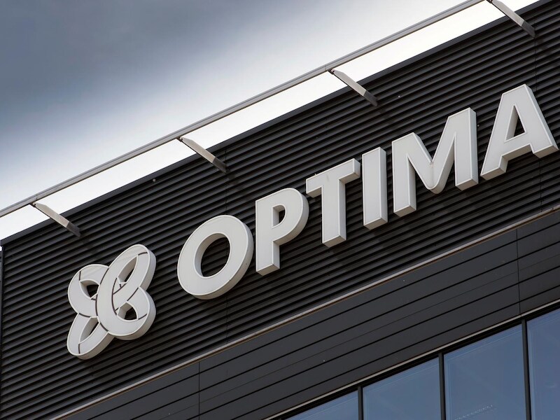 Het logo van de failliete Optimabank.