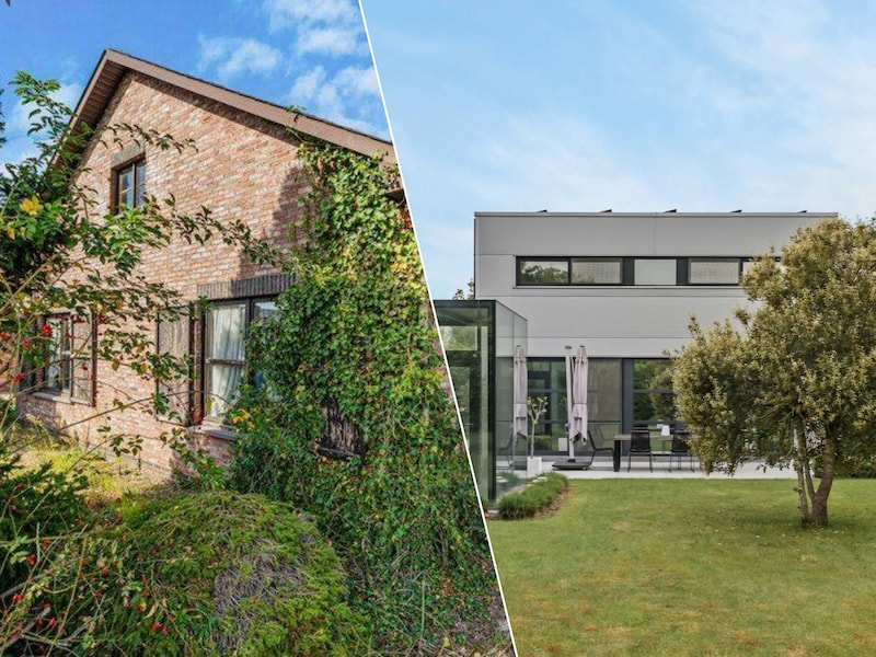 Een gelijkvloerse woning met 3 slaapkamers staat in Olen (links) en een stijlvolle villa met groen perceel in Heusden-Zolder (rechts).