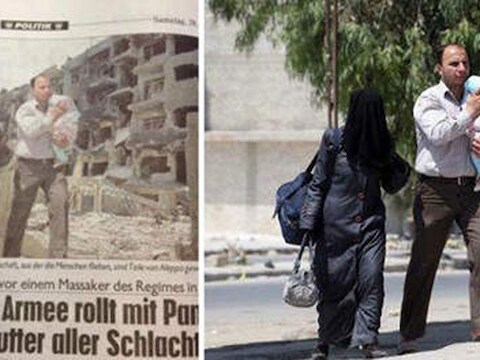 Links de foto in Kronen Zeitung, rechts het beeld van EPA.