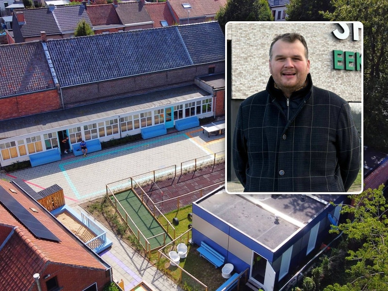 De nieuwe school moet het oude schooltje in de Lekestraat vervangen. Schepen Gertjan Blomme geeft uitleg.