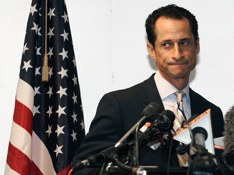 Anthony Weiner in juni 2011, toen hij zijn vertrek uit het Congres bekendmaakte.