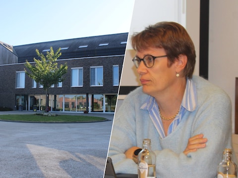 Links: woonzorgcentrum ‘t Hoge in Alveringem. Rechts schepen van Sociale Zaken Karolien Avonture.