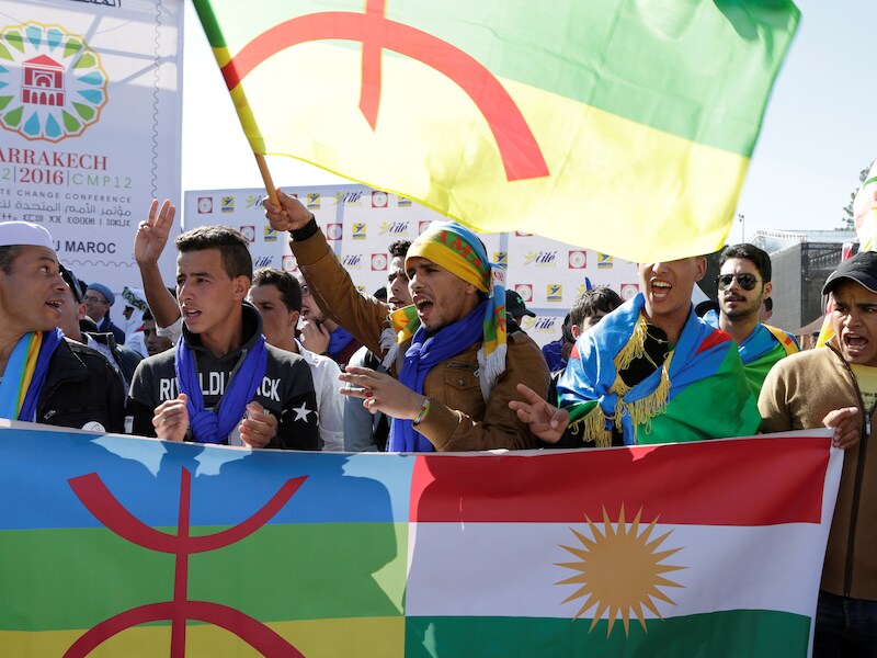 Activisten protesteren vandaag in Marrakech tijdens COP22.