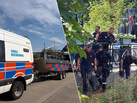De Civiele Bescherming en de politie doorzoeken de vijver in het Geitepark.