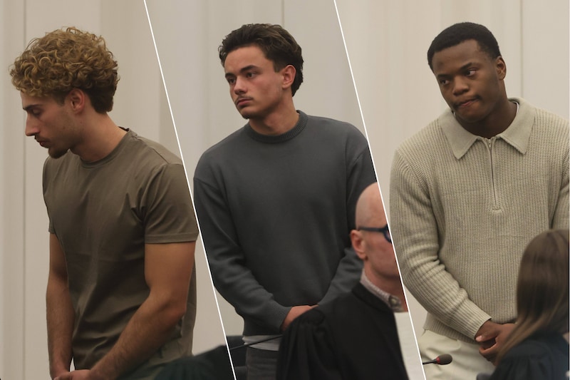 De beschuldigden Kyano Broeckx, Levinio Nieto en Romy Pengel