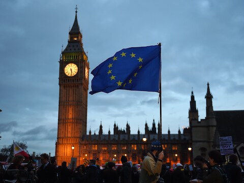 Gisteren werd in London nog geprotesteerd tegen de brexit.