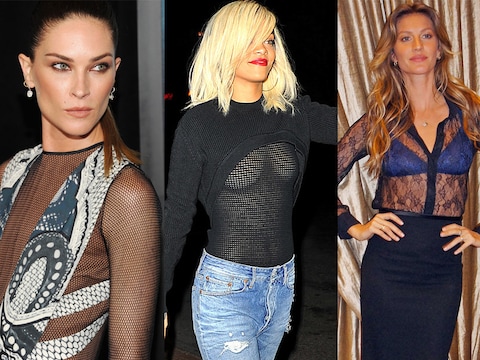 Zo moet het wel: Erin Wasson, zo moet het niet: Rihanna en Gisele Bundchen.