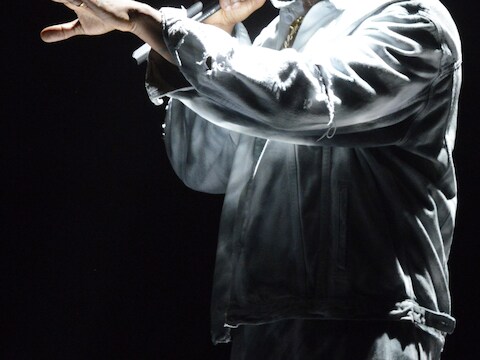 Kany West tijdens een optreden in San Francisco.