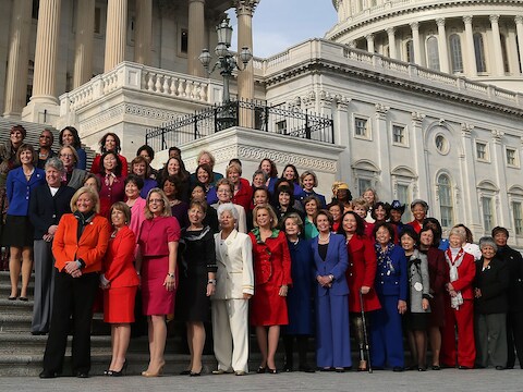De Democratische vrouwen die zetelen in het Amerikaanse Huis van Afgevaardigden.