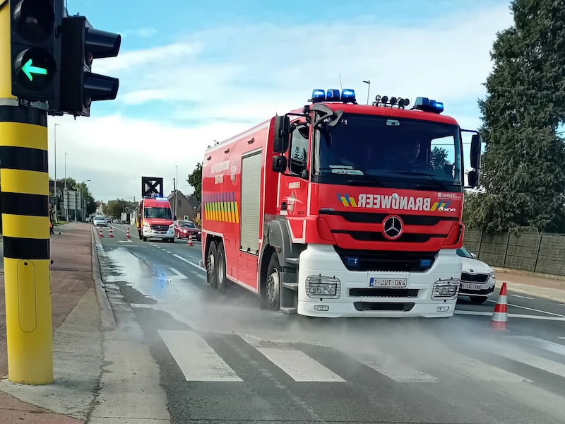Brandweerploegen uit Lede en Aalst ruimden de rijweg op.