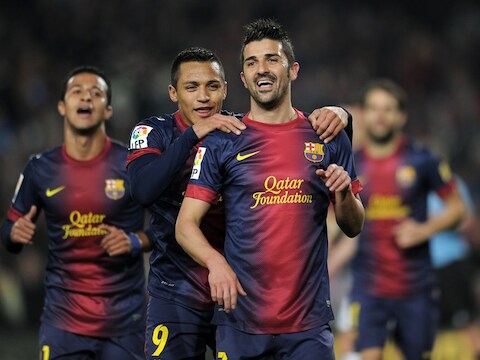 David Villa scoorde voor de pauze tweemaal.