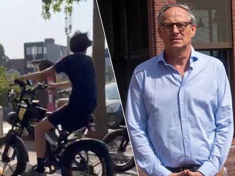 Jongeren op Fatbikes scheuren door het centrum van Wetteren. , Burgemeester Albert De Geyter.