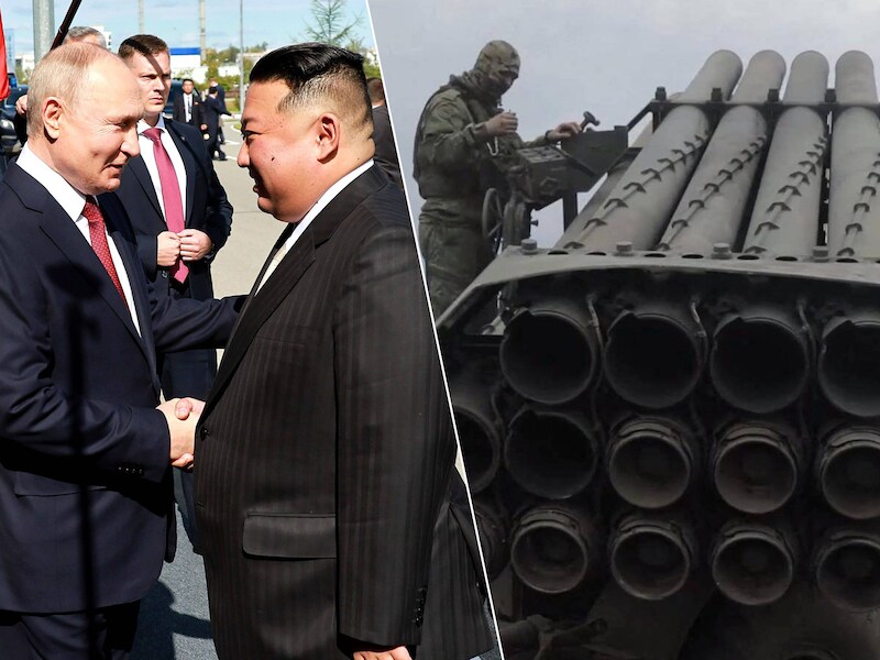 De Russische president Vladimir Poetin en zijn Noord-Koreaanse collega  Kim Jong-un ontmoetten elkaar in september. 
