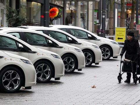Het Elektro-Car-Sharing in Essen.