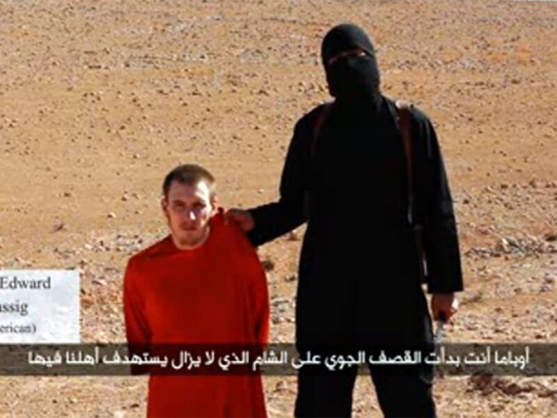 Peter Kassig tijdens de aankondiging van zijn onthoofding, begin oktober.