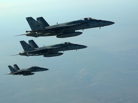 Amerikaanse legervliegtuigen boven Irak.