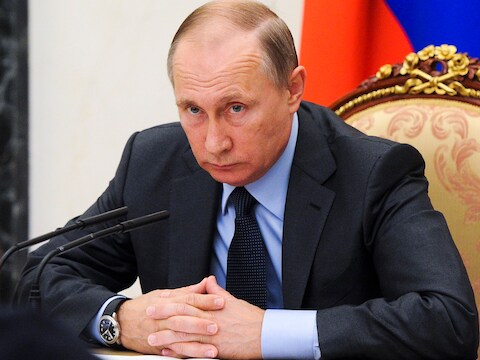 De Russische president Poetin tijdens een kabinetsvergadering in Moskou.