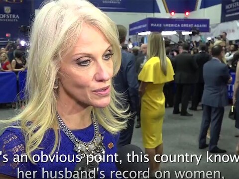 Ook Trumps campagneleider Kellyanne Conway besloot de affaires van Bill Clinton "niet aan te halen".