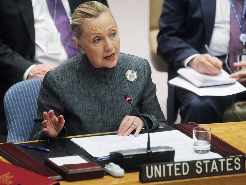 Amerikaanse minister van Buitenlandse Zaken Hillary Clinton.