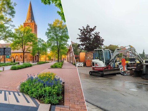 Toekomstbeeld van het centrum van Pijpelheide, werkzaamheden ter hoogte van de school in Pijpelheide