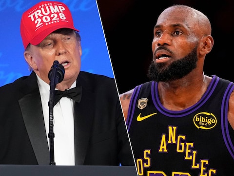 President Donald Trump, met ‘Trump 2028’-petje, op het Correspondents’ dinner / Topbasketballer LeBron James