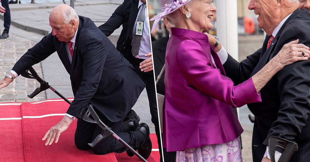 Noorse koning Harald (86) komt ten val op rode loper | Showbizz | HLN.be