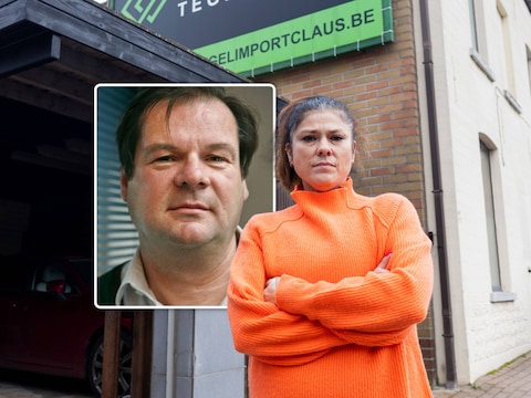 Evi Van de Velde zegt dat ze helemaal niets ontvangt voor het reclamepaneel aan haar woning in Zottegem van Mediageuzen, het bedrijf van Maurice De Velder (inzet) dat de gevels huurt. 