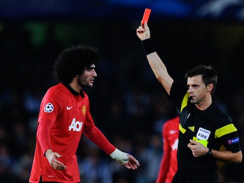Marouane Fellaini slikte in de slotfase zijn tweede gele kaart.